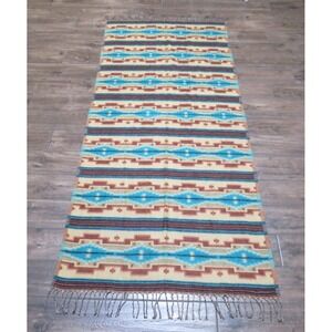 Mission Del Rey Fringed‎ Reversible Throw Wrap Southwestern Multicolor 37"x 80"